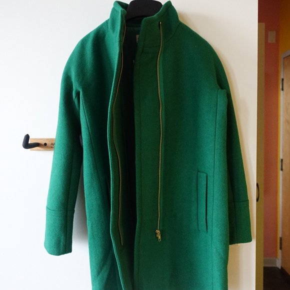 J.Crew Factory #AB946 New City Cocoon Coat Alpine Green 0P 0 Petite - Picture 11 of 15